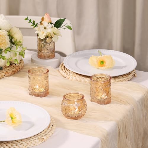30 Pcs Assorted Gold Votive Candle Holders for Wedding Table Centerpieces, Glass Tea Lights Candle Holder for Diwali Decorations, Wedding Decorations, Vintage Boho Home Tea Party Decor, - Image 6
