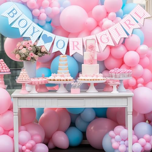 Hahafelt Boy or Girl Banner for Baby Shower Decorations, Blue Pink - Image 6