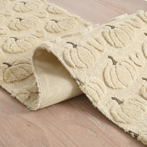 Artoid Mode Beige Soft Faux Fur Fall Table Runner 13x36 Inch - Image 6