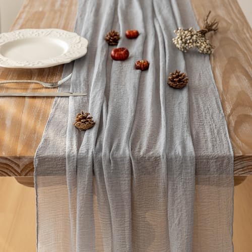 6Pcs Dusty Blue Cheesecloth Table Runner 120 Inches for Party Home Decor - Image 5