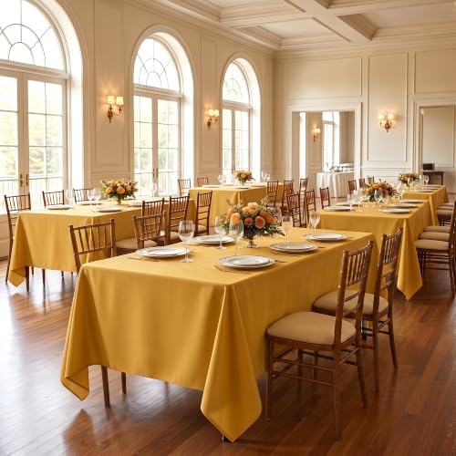 Fitable 6 Pack Gold Tablecloths for Rectangle Tables, 70 x 120 Inch - Image 2