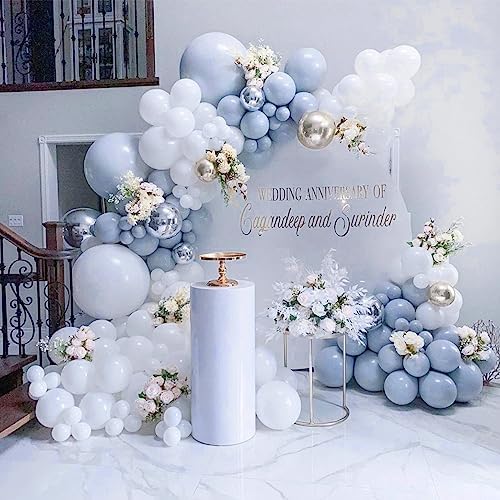 PartyWoo Dusty Blue Balloons 50pcs Boho Dusty Purple Muted Lavender Color - Image 3