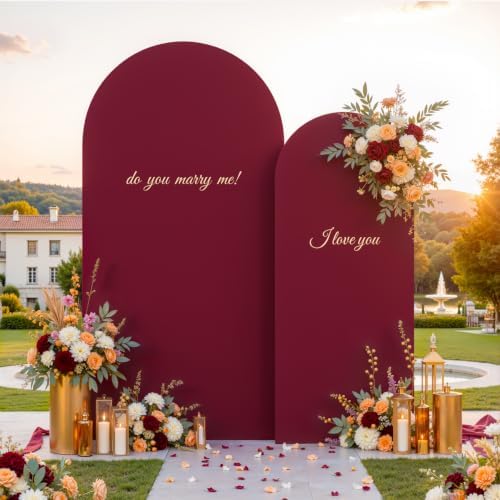 6.6 ft Arch Backdrop Cover Wine Red - Double-Sided Spandex Arch Covers Stretchy Backdrop for Balloon Arches Birthday Party Baby Shower Banquet Wedding Photo Background - Image 6