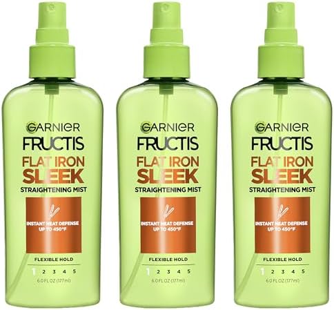 Garnier Fructis Style Flat Iron Perfector Straightening Mist for Heat Protection, Argan Oil, 6.0 Fl Oz, 3 Count (Packaging May Vary) by Garnier