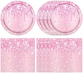 40 PCS Pink Birthday Decorations Light Pink Diamond Theme Birthday Disposable Tableware Paper Plates and Napkins for Wedding Baby Shower Serves 20 by Actoridae