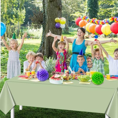 12 Pack Sage Green and Blue Baby Shower Plastic Tablecloth for Rectangle Tables, Baby Boy Gender Reveal Disposable Table Cover, It’s A Boy Table Cloth for Baby Shower Gender Reveal Party Decor - Image 5