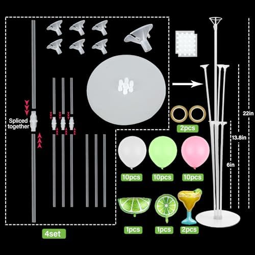 Naozinebi 4 Sets Margarita Birthday Party Balloons Stand Kit Party Decor - Image 2