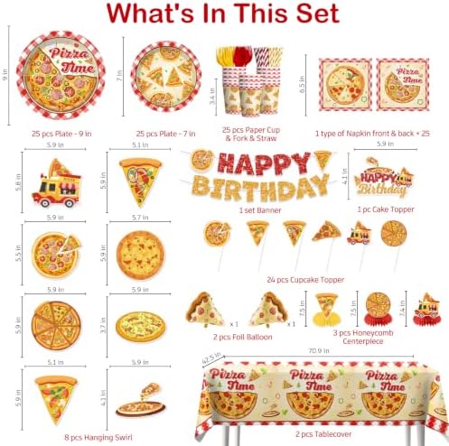 Xynic Pizza Party Decorations Tableware Set,Serves for 25 Guests - Image 2
