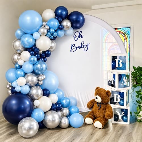 Navy Blue Silver White Balloons Arch Kit 129 Pcs - Image 2