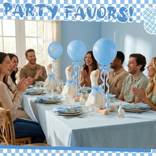 Chunful 10 Set Blue One Silly Goose 1st Birthday Decoration 11.8 Inch Soft Goose Stuffed Animal Baby Shower Centerpieces Swan Stuffed Animal with Balloon Table Decor for Wedding Gift Party Favor - Image 4