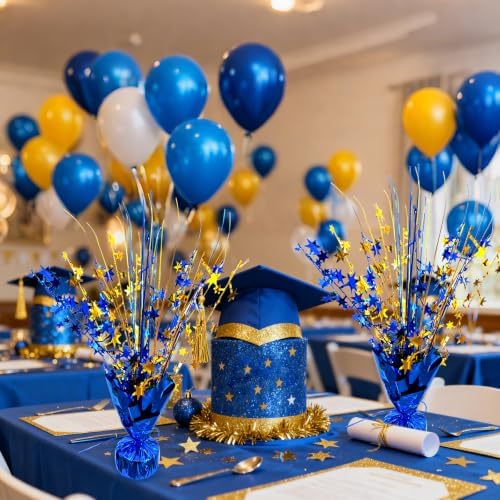 6 Pack Metallic Foil Spray Table Centerpiece Decoration Star Brust Glitter Table Topper Decor for Birthday Graduation Holiday Christmas New Year's Eve Celebration Party Supplies Gold and Blue - Image 5