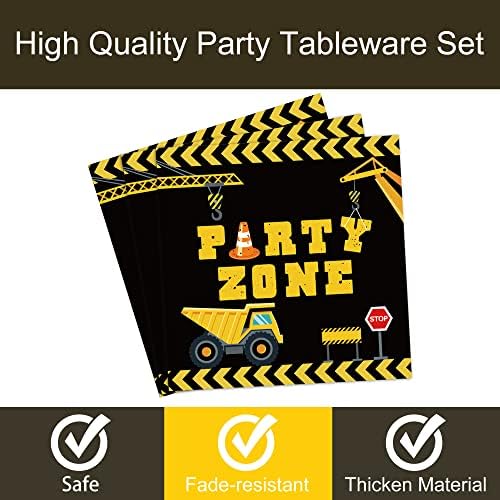 96pcs Construction Birthday Party Supplies Construction Theme Paper Plates and Napkins Construction Truck Decorations for Boys Kids Tractor Dump Digger Vehicle Themed Party Favors, Serve 24 - Image 3