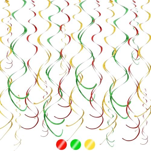 BEISHIDA 24Pcs Red Green Gold Hanging Swirls Birthday Christmas Decor by Beishida