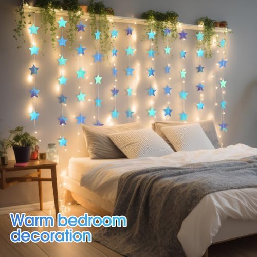 Patelai 130 ft Star Garland Banner Decor,Iridescent Blue - Image 5