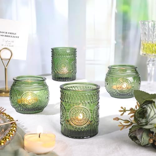 36 Pcs Green Candle Holders Bulk for Wedding Table Centerpieces - Assorted Glass Tea Light Holders for Vintage Wedding Table Centerpieces, Bridal or Baby Shower Decoration - Image 4