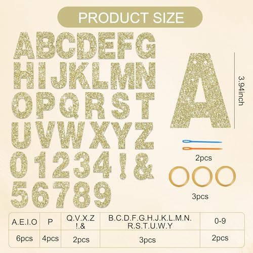 BEISHIDA Glitter Champagne 116 PCS A-Z DIY Letter Custom Banner Party Decor - Image 2