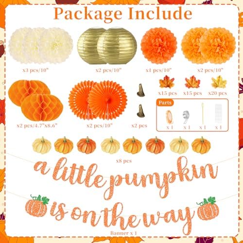 Kriyokiaa Little Pumpkin Baby Shower Decorations, 71 Pcs Fall Set - Image 6