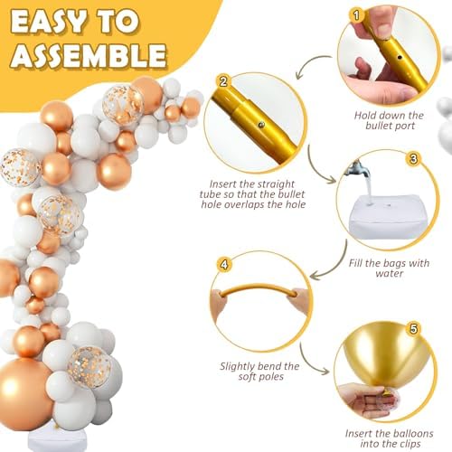 Gold Balloon Arch Kit with Base, 9.35Ft & 6Ft Half Balloon Arch Stand - Image 5