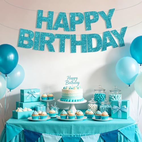BEISHIDA Pre-Strung Lake Blue Happy Birthday Banner Party Sign Decoration - Image 4
