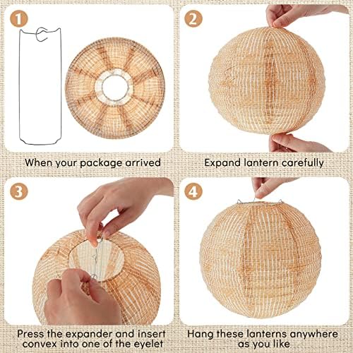 Hortsun 6 Pcs Print Burlap Paper Lanterns Classroom Decor,8 Inch - Image 3