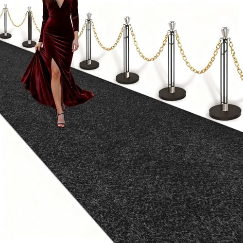 Black Carpet Runner 3x15 Feet, Non-Slip Waterproof Aisle Rug with Rubber Backing, Rolled Shipping, No Creases, Perfect for Weddings, Parties, Events, Banquets & Elegant Entrances by Unknown