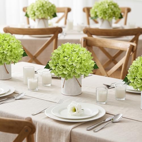 Set of 6 Artificial Flower Table Centerpieces (Light Green, 6 X Flower Table Centerpieces) - Image 3