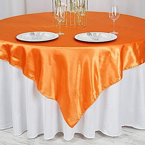 BalsaCircle 10 pcs 72x72 inch Orange Square Tablecloth Satin Fabric Overlays Linens | Table Cloths Cover for Wedding Party Banquet Reception Events Decoration Kitchen Dining Events Kitchen Dining - Image 3