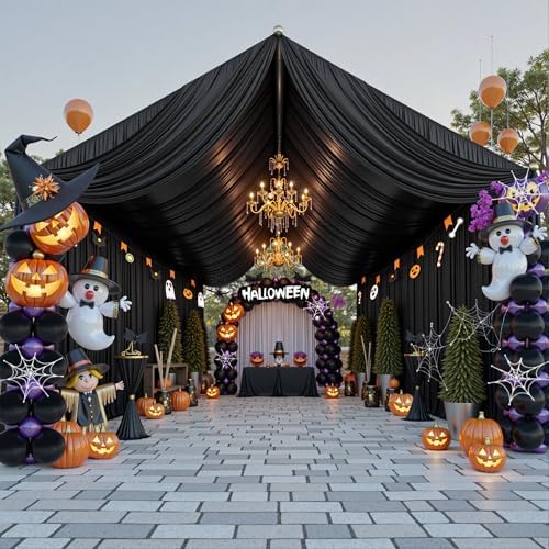10ftx40ft Black Ceiling Curtain for Halloween Parties - Image 2