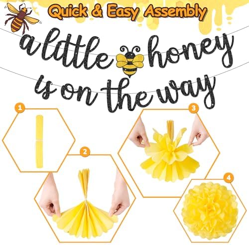 Kriyokiaa Bee Baby Shower Decorations, 15 Pcs Honey Bee Party Set - Image 6