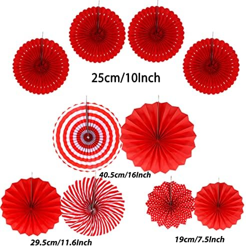 ZERODECO Party Decorations, 41 Pcs Red Papar Fans Pompoms Garlands String Tissue Paper Tassel for Graduation Congrats Grad New Years Spring Festival Wedding Birthday Party - Image 5