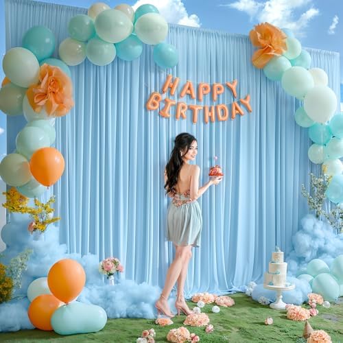 20x12ft Blue Backdrop Curtain Panels for Parties - Wrinkle Free Polyester Photo Curtain Backdrop Wedding Back Drop Fabric Drapes for Party Decorations Background for Photography - Image 7