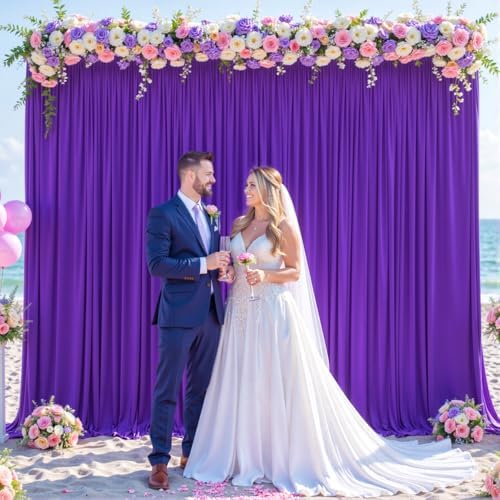 Purple Backdrop Curtain for Parties Wedding Wrinkle Free Purple Photo Curtains Backdrop Drapes Fabric Decoration for Birthday Party Photography 5ft x 8ft,2 Panels by Tao-GePartyDecorations