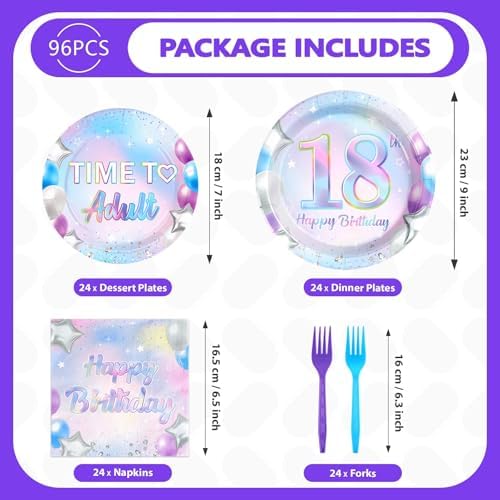 Grencian 96Pcs18th Birthday Iridescent Party Decoration, Serve 24 - Image 5