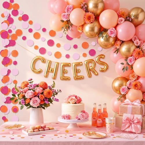 Outus 10 Pieces Dot Garland Banner Hanging, Pink and Orange - Image 4