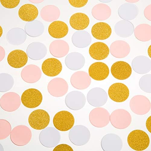 MOWO Confetti Circles, Glitter Gold Pink and White Mix, 1.2", 200pc - Image 2