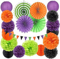 Black Purple Orange-Green Halloween Party-Decorations - 20pcs Paper Lanterns Fans,Tissue Pom Poms,Honeycomb Balls,Hotel Transylvania Hocus Pocus Birthday Baby Bridal Shower Wedding Decor Burgleda by Burgleda