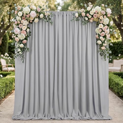 Grey Backdrop Curtains 30ftx10ft Party Polyester Photo Drapes by SoarDream