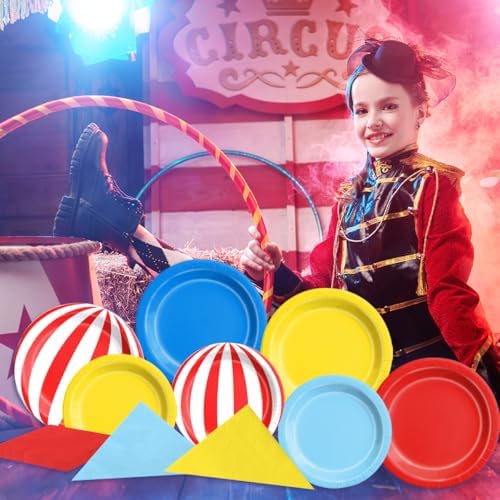 CMUSKO 60Pcs Carnival Plates and Napkins-Circus Theme Party Decorations Red Blue Yellow Tableware for Birthday, Baby Shower - Image 3