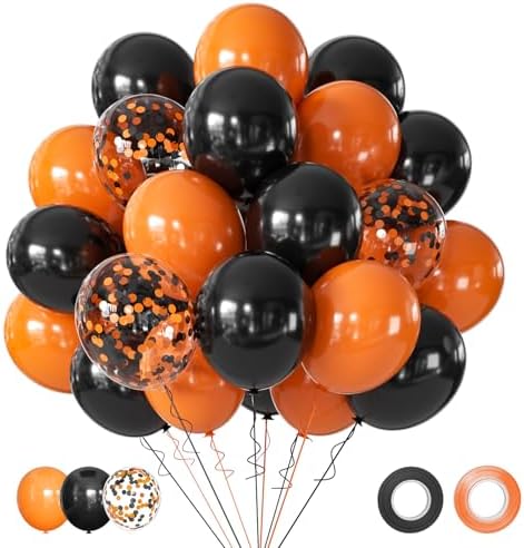 Halloween Balloons Black and Orange Balloons 50Pcs 12 Inch by AIOZX