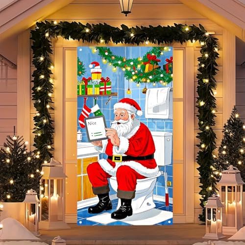 BlissYard Door Cover Bathroom Humor Wrapped Boxes 35x71 Inch Polyester - Image 2