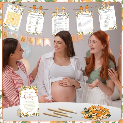 Patelai 321 Pcs Little Cutie Baby Shower Decorations Orange Citrus Games - Image 6