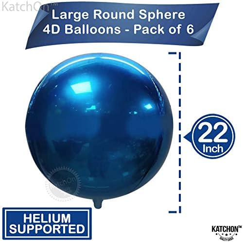 KatchOn Metallic Blue Balloons - Big 22 Inch, Pack of 6, Space Decorations - Image 2