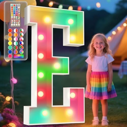 Ledido 4FT Colorful Marquee Light Up Letter E for Party by Ledido