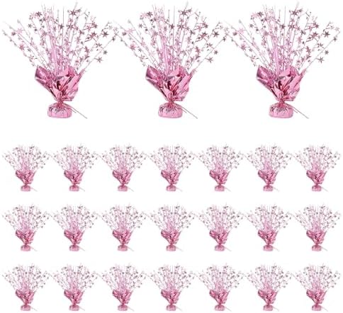 24 Pack Pink Metallic Foil Spray Centerpiece Star Table Decoration Burst Table Centerpieces for Birthday New Year Wedding Anniversary Graduation Party Supply (Pink) by Ohiyoo