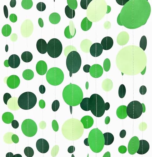 Green Party Decorations Ombre Green Circle Dots Garland Hanging Paper Polka Dot Streamer for Birthday Wedding Bridal Shower Summer Spring Easter St Patrick’s Day Golf Tea Party Supplies by pinkblume