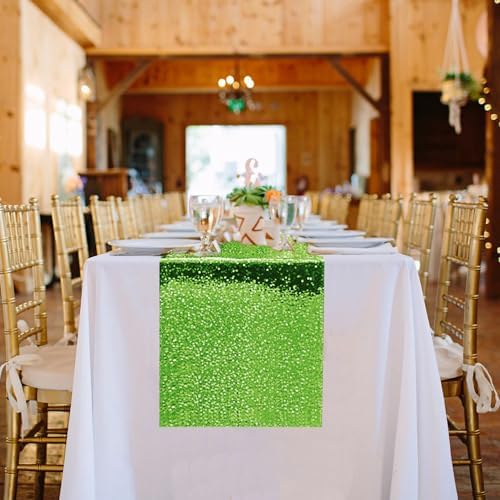 10 Packs 12 x 72 inches Green Sequin Table Runner - Image 7