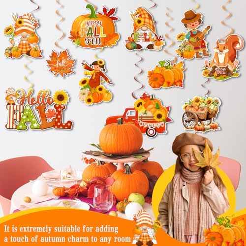 Fall Party Decorations Hanging Swirls, 22pcs Thanksgiving Hanging Decorations Autumn Pumpkin Thanksgiving Party Supplies,Fall Ceiling Decorations for Office Home - Image 5