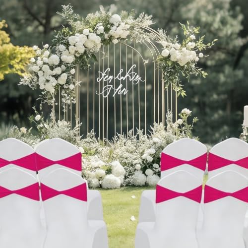 hot Pink Chair Sashes Bows 60Pcs Spandex Chair Sashes Elastic Chair Cover Bands Ties Without Buckle for Wedding Birthday Party Ceremoney Events Decoration - Image 2
