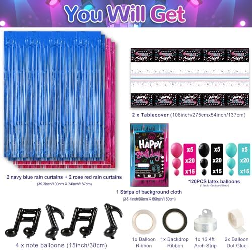 Tik Tok Birthday Decorations Set, 135 PCS Music Themed Party Decorations - Image 3