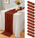12 Pack Terracotta Cheesecloth Table Runner 10Ft, Christmas Table Runner 21.5 x 120 inch, Burnt Orange Semi Sheer Cheese Cloth Fabric Thanksgiving Runner Bulk for Wedding,Party,Bridal Shower by Yemosa